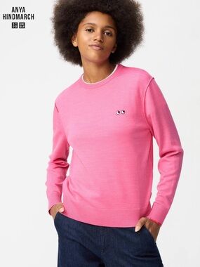 ANYA HINDMARCH x UNIQLO • Merino Crew Neck Sweater in Pink
